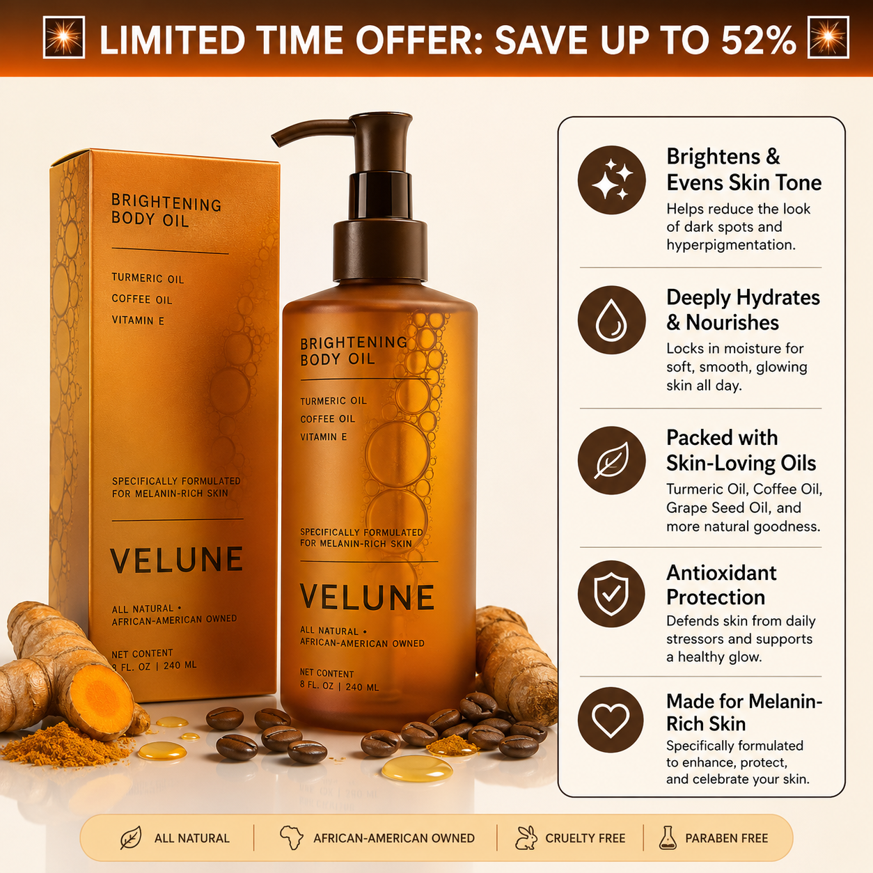 Velune bright body oil